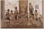 A Sweetmeat-seller of Lahore; Date:ca. 1885 (made); Artist: John Lockwood Kipling, for sometime Principal, Jamsetjee Jeejeebhoy School of Art and Industry in Mumbai (then Bombay); father of Rudyard Kipling; from the Victoria & Albert Museum | Click for image.