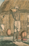 Butter seller in Kolkatta (earlier Calcutta) c.1799 | Etching titled Makhanwala by Solvyns Franz Balthazar (1760-1824). | Click for image.