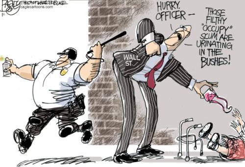 Mirror, mirror on  the wall, who ia is worst of them all.  |  Lawless OWS Hippies  By Pat Bagley, Salt Lake Tribune - 10/27/2011 12:00:00 AM